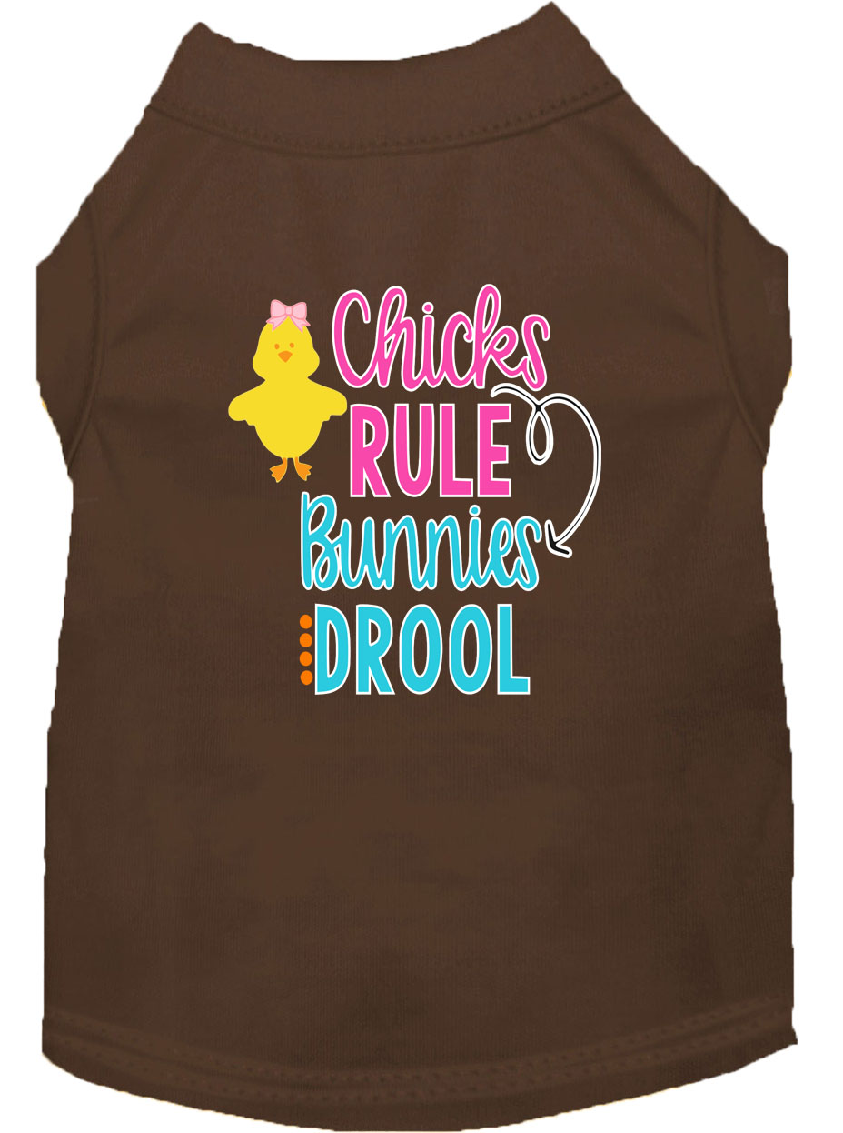 Chicks Rule Screen Print Dog Shirt Brown Lg